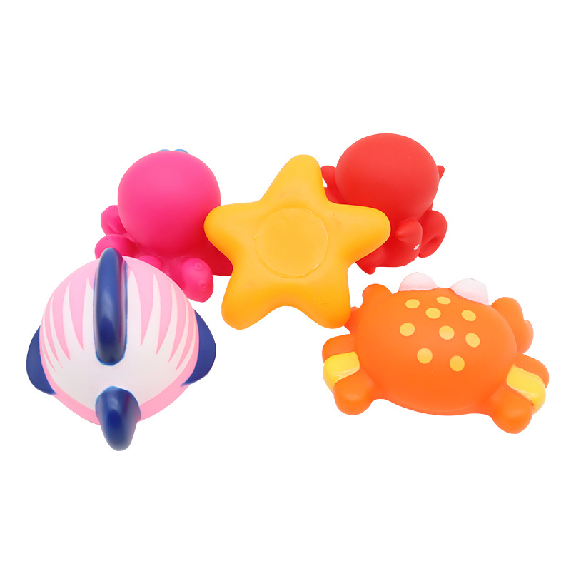 Rubber PVC Plastic Sea Animal Fish Octopus Baby Stacking Up Cups Bath Toys set Water Toy for Babies Kids