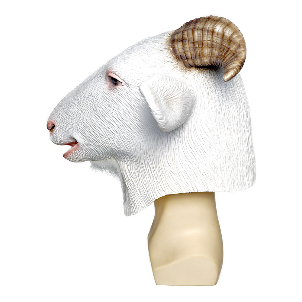 Sheep Animal Latex Mask Farmyard Rubber Goat Antelope Animal Mask Halloween Costume Masquerade Party Cosplay