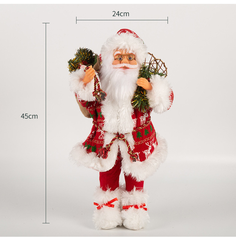 Christmas Toy Figurine of Santa Claus with Red Backpack Holiday Decor