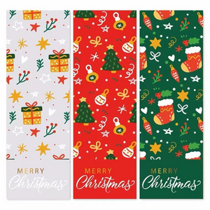 Colorful Merry Christmas Santa Claus Tree Stickers Custom Long Size Labels Sticker For Gift Decoration  Package