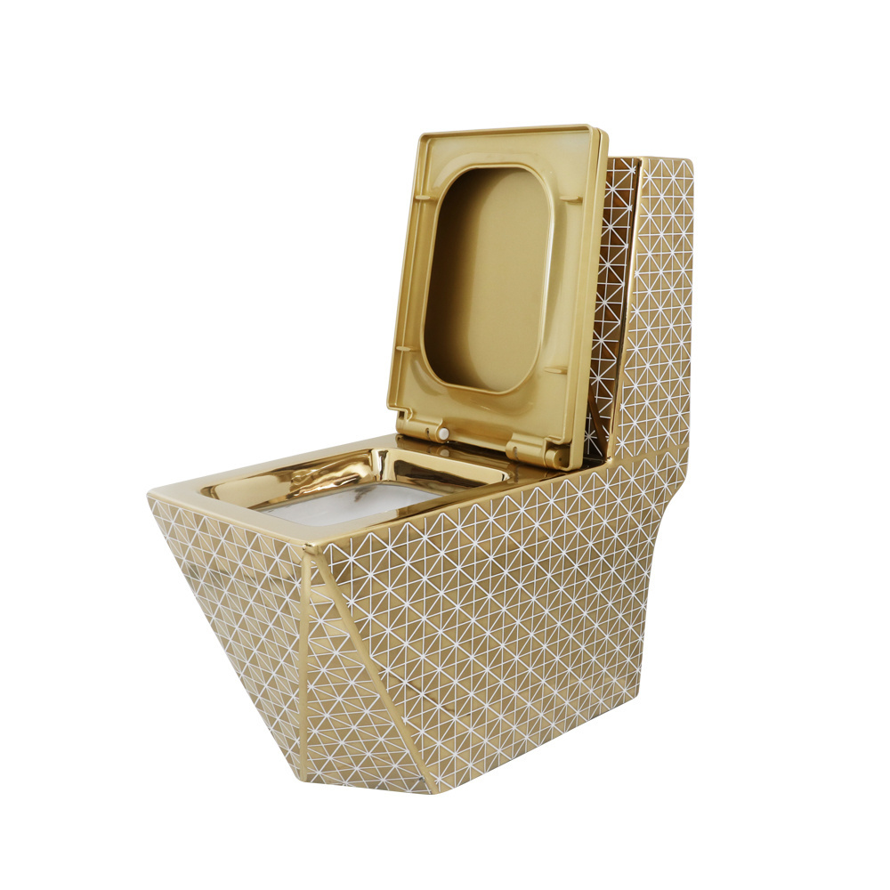 Luxury Ceramic Gold Toilet Bowl Sanitary Ware Bathroom One Piece Toilet For Sale