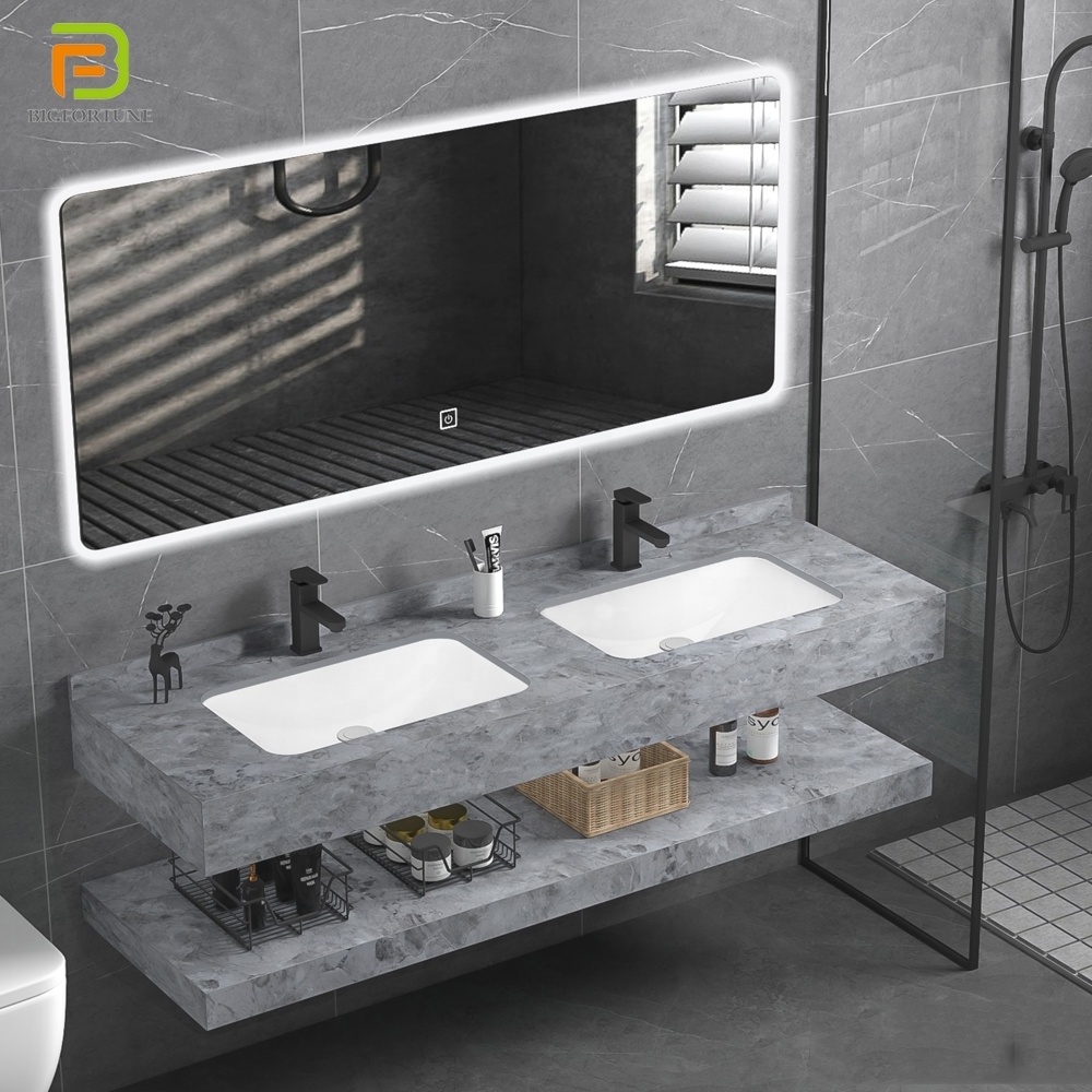 Euro Style Floating Vanities Marble Customized Wash Basin Cabinet Set Bathroom Furniture Vanity