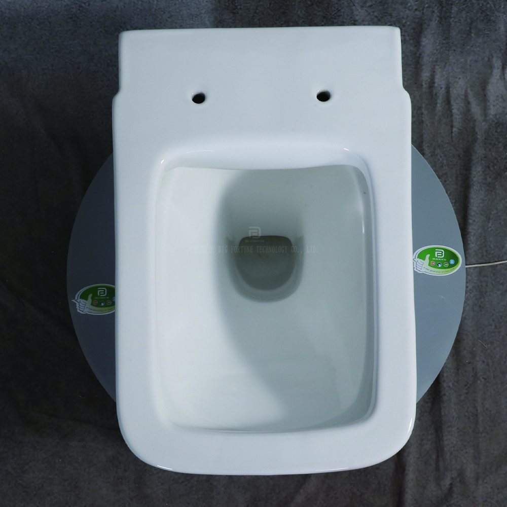 China Sanitary Ware Hotel Bathroom P-trap Rimless Wall Mounted Wc White Ceramic Square Hanging Toilet Bowl