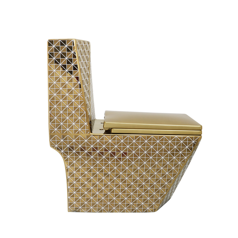 Luxury Ceramic Gold Toilet Bowl Sanitary Ware Bathroom One Piece Toilet For Sale