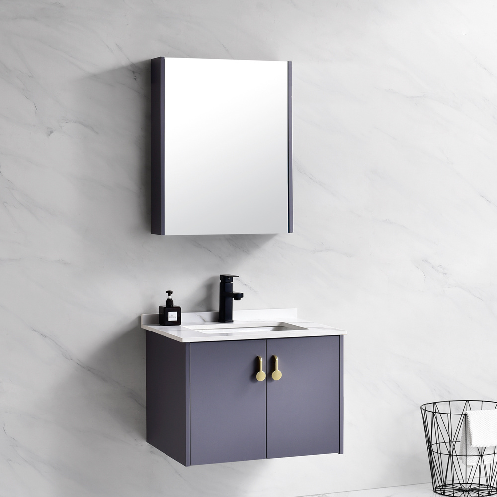 Wholesale Modern Hotel Waterproof Wall Mounted Washroom Vanity Pvc Bathroom Cabinets With Mirror