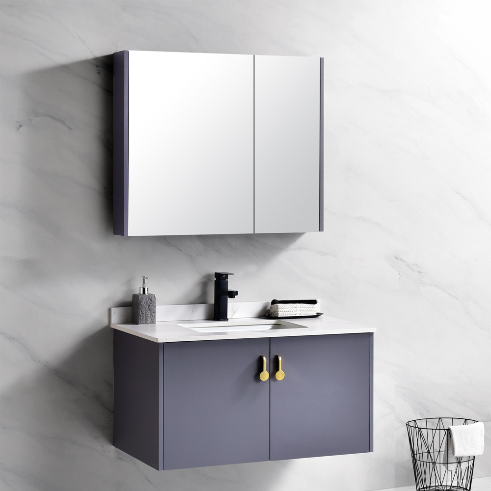 Wholesale Modern Hotel Waterproof Wall Mounted Washroom Vanity Pvc Bathroom Cabinets With Mirror