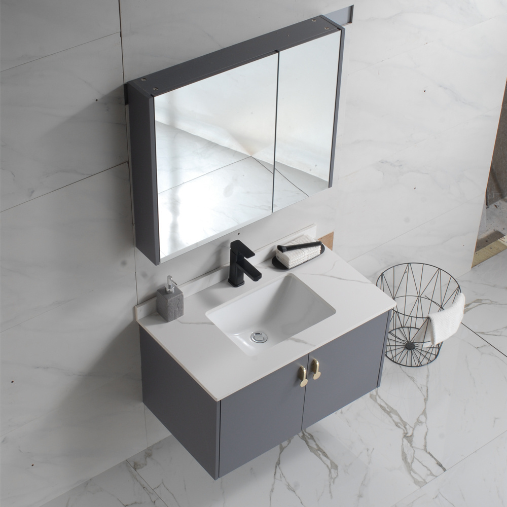 Wholesale Modern Hotel Waterproof Wall Mounted Washroom Vanity Pvc Bathroom Cabinets With Mirror