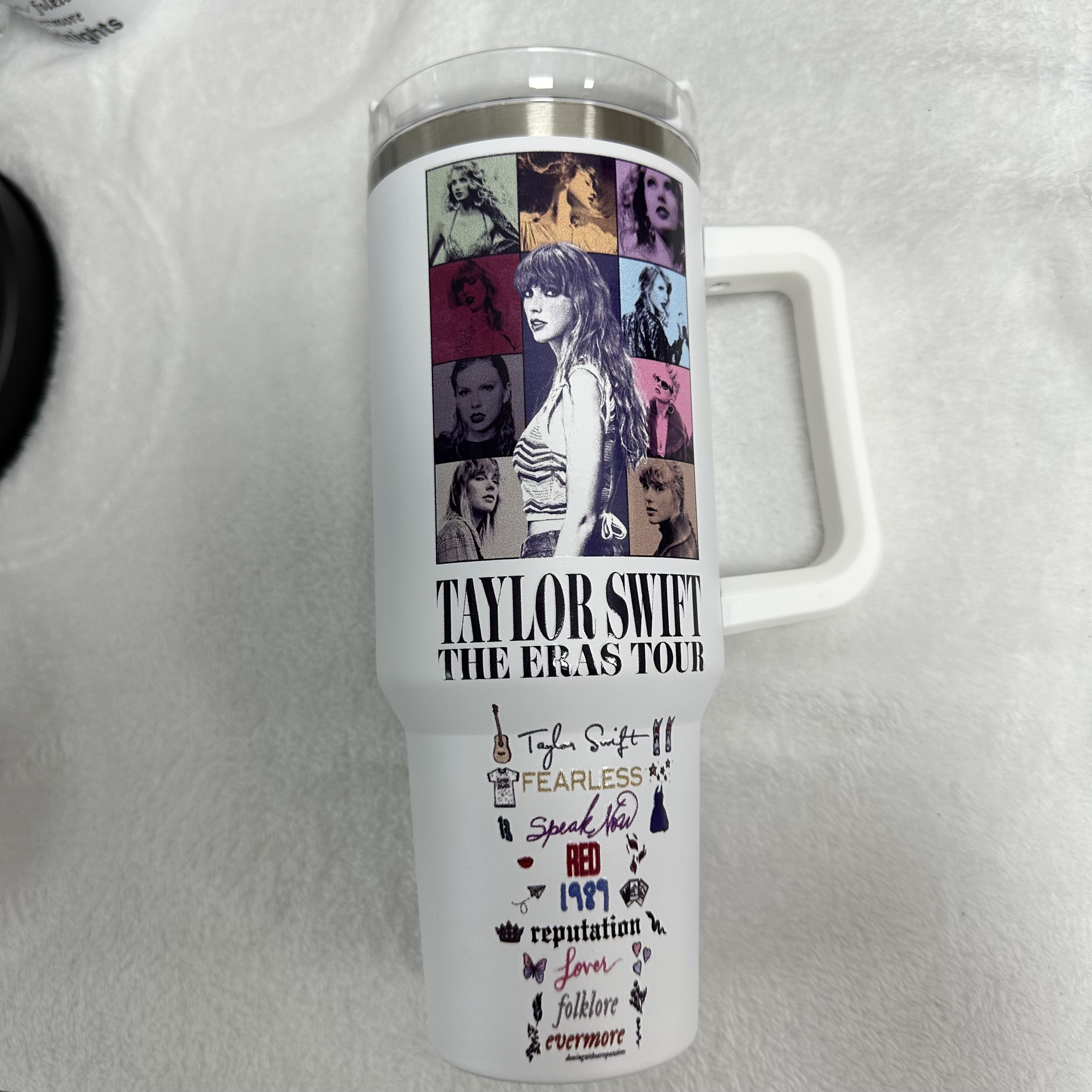 2024 Hot Selling USA Style Taylor Swift 40 oz laser engraved stainless steel tumbler cup with handle and straw lid