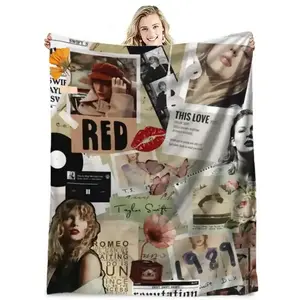 Hot Selling Custom Personalized Logo Taylor ERAS Tour Flannel Super Soft Warm Travel Throw Blankets in bulk