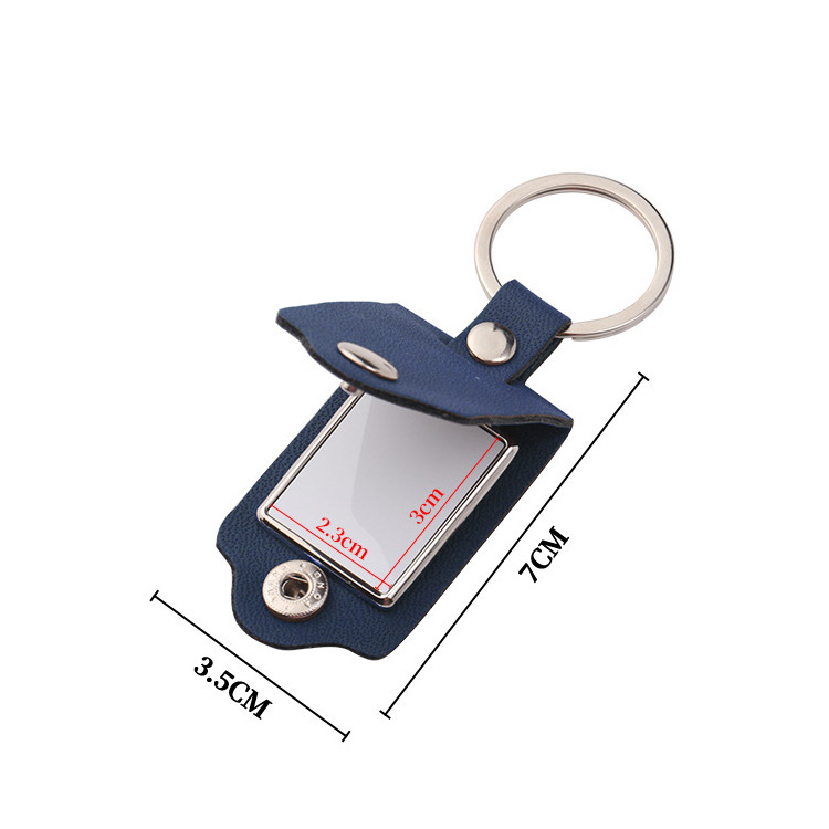 Wholesale custom laser engraving metal leather photo keychain pu blank sublimation leather keychain blanks