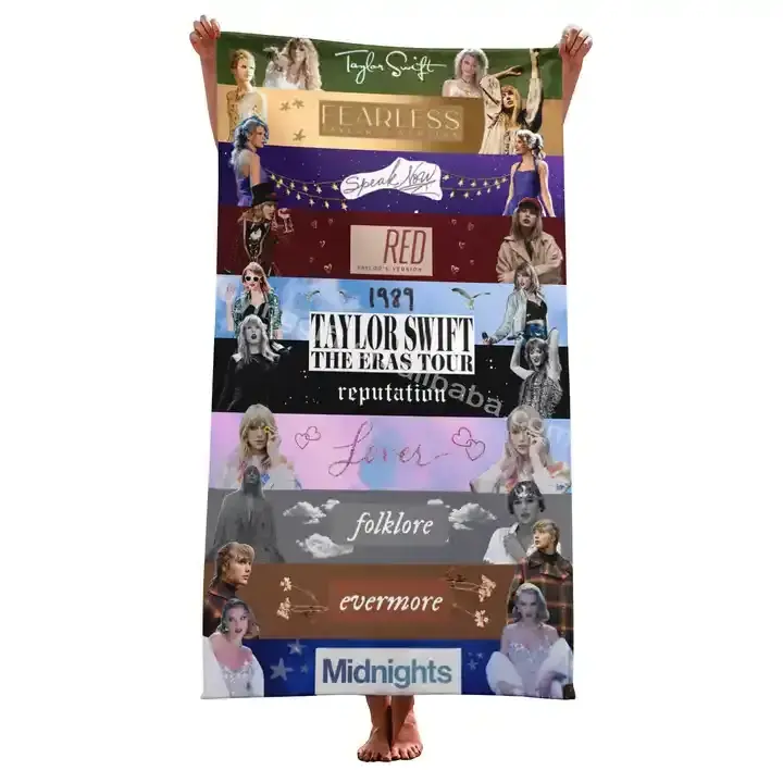 Newest design Taylor swift Eras Tour Microfiber big beach towel with custom printed