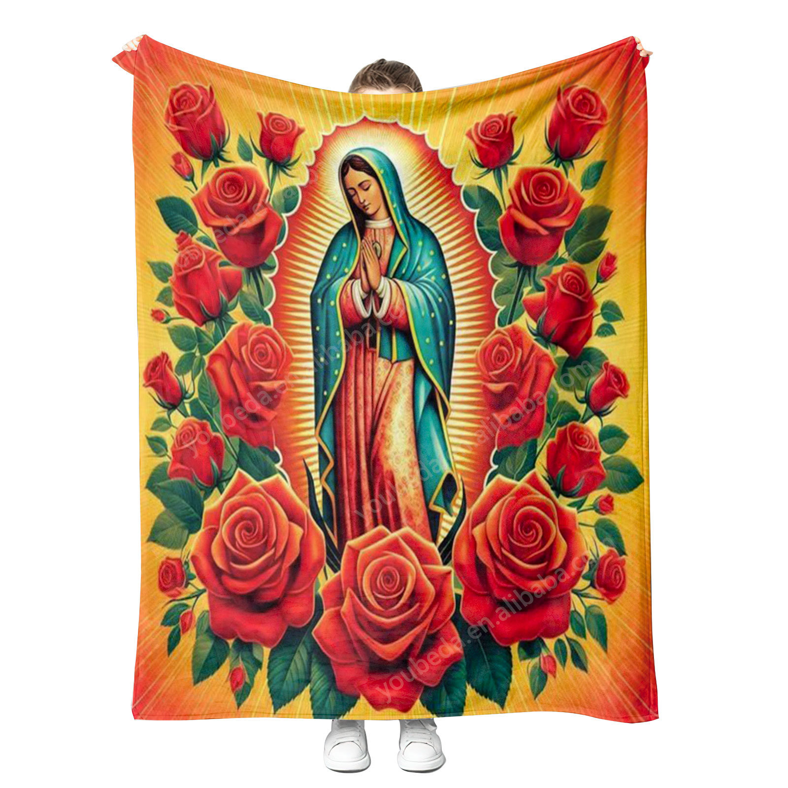 Custom design North America Mexico San Judas Tadeo and Virgin of Guadalupe Character God throw blanket