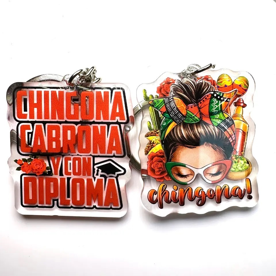 Hot selling peso pluma keychain Custom karol g design shape Charms epoxy resin Keychain for gift