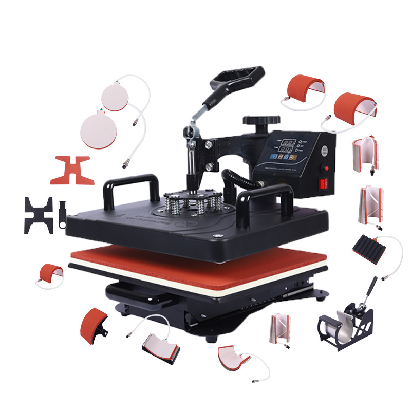 custom t shirt heat transfer printer 15 5 8 13 in 1 combo sublimation heat press machine for hat/mug/plate/t-shirts printing