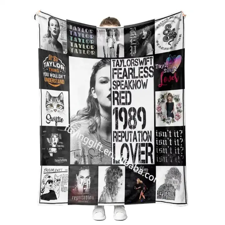 Hot Selling Custom Personalized Logo Taylor ERAS Tour Flannel Super Soft Warm Travel Throw Blankets in bulk