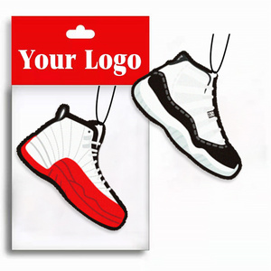 Low MOQ Custom Popular design Paper Sneaker Car Air Freshener Nikc Shoes With Logo Double Sides