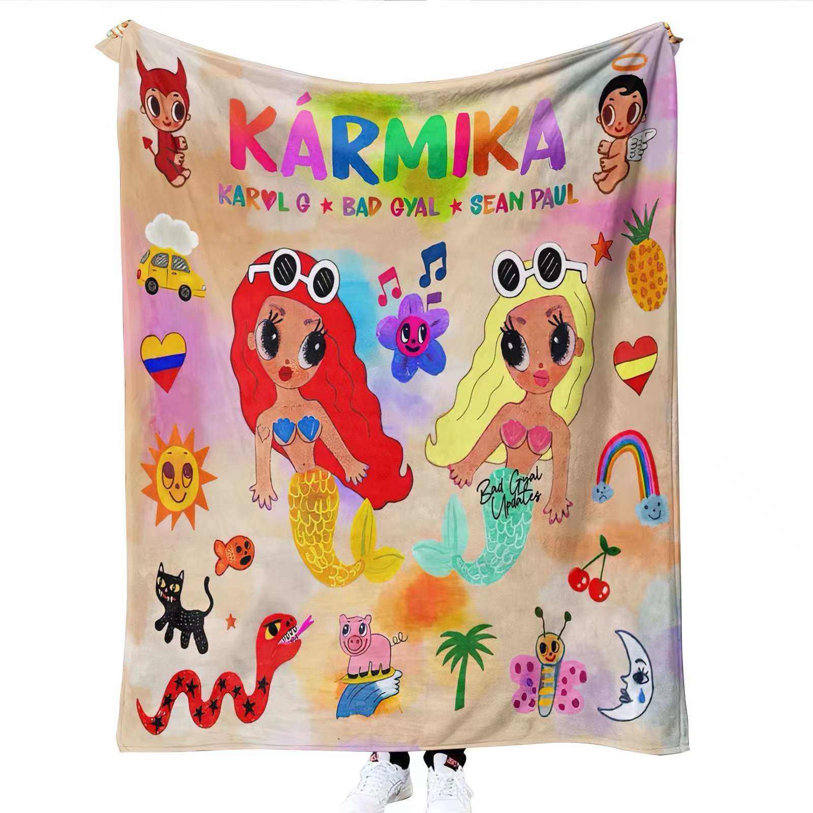 Custom printed polyester fleece luxury throw blanket chingona blanket karol g blankets