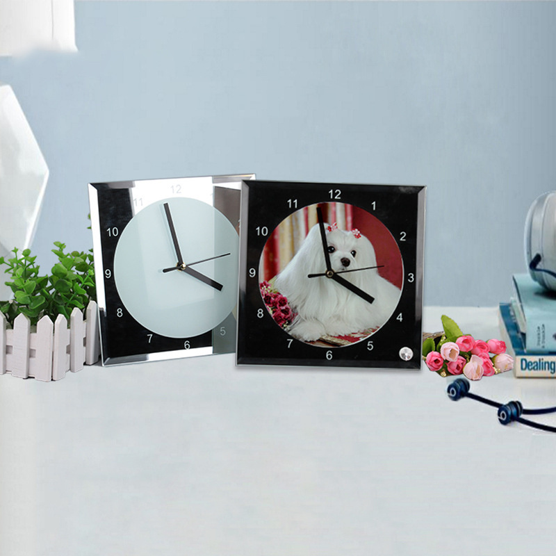 20cm/8 inch blank square custom DIY print sublimation armoured glass wall clocks for home decoration