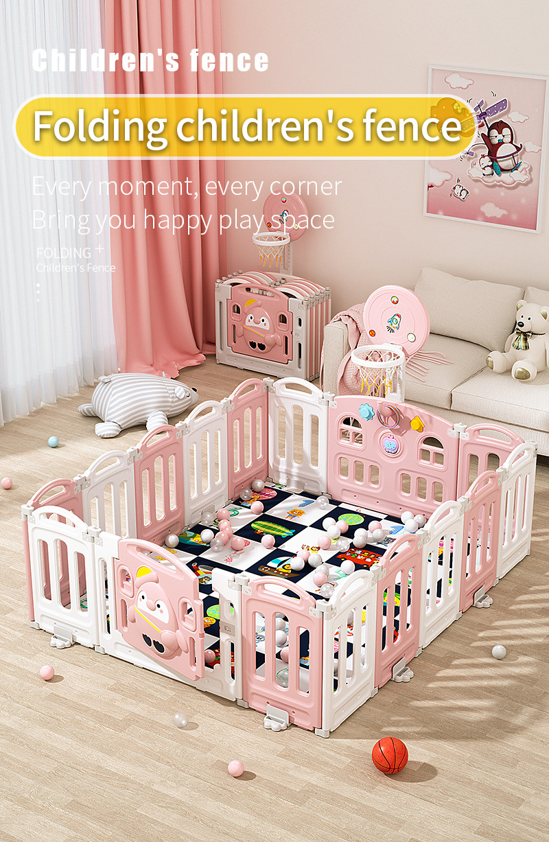 Kids Play Yard plastic Baby playpen indoor Safety Gate Fences Fold able Adult Baby Playpen Easy To Carry Plastic Baby  Playpen