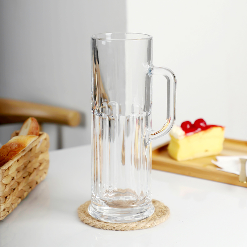 Wholesale 630ml Big Beer Steins Mug handle drinking glass coffee juice water cups Hot Selling creative Clear Whisky wine glass