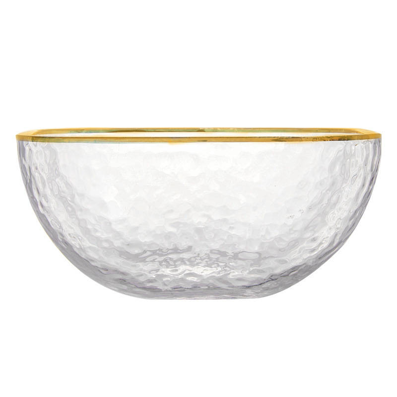 Gold Rim Glass Salad Bowl Cut Elegant Fruit Bowls Dinnerware Dessert Bowls Tableware glass