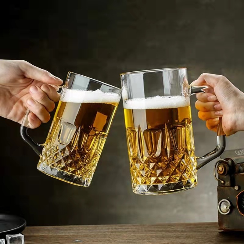 Promotional wholesale beer glass mugs drink glass cup juice cocktail beer steins for bar