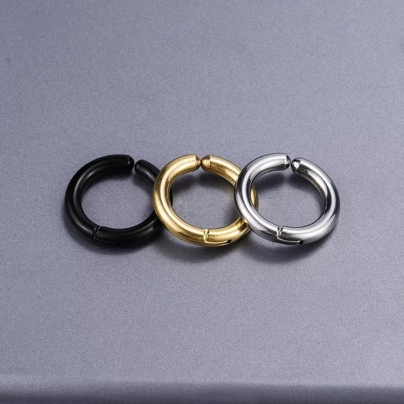 Women Men Stainless Steel Painless Ear Clip Round Ear Circle Non Piercing Fake Earrings New Popular Fashion Ear Jewelry