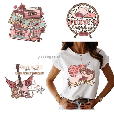 No MOQ Custom Western Howdy Valentine sublimation DTF Print Plastisol Heat Transfers IRon on Stickers Ready to Press Transfer