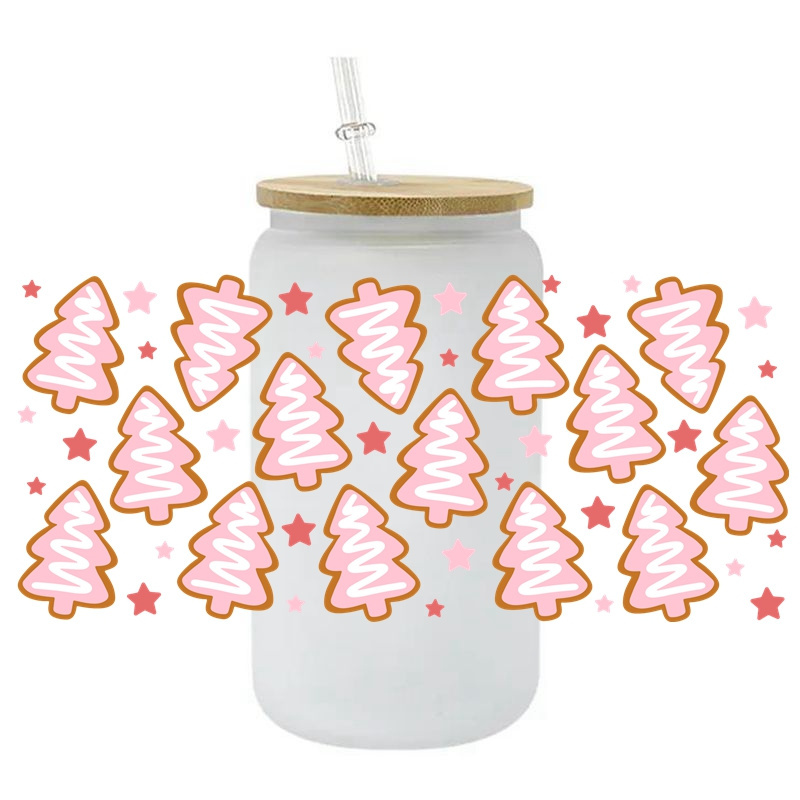 2000+ Design  Wholesale  Factory UV DTF Cup Wrap Transfers 16oz UV  Christmas Tree Tumbler Glass  Cup Wraps Stickers For Holiday