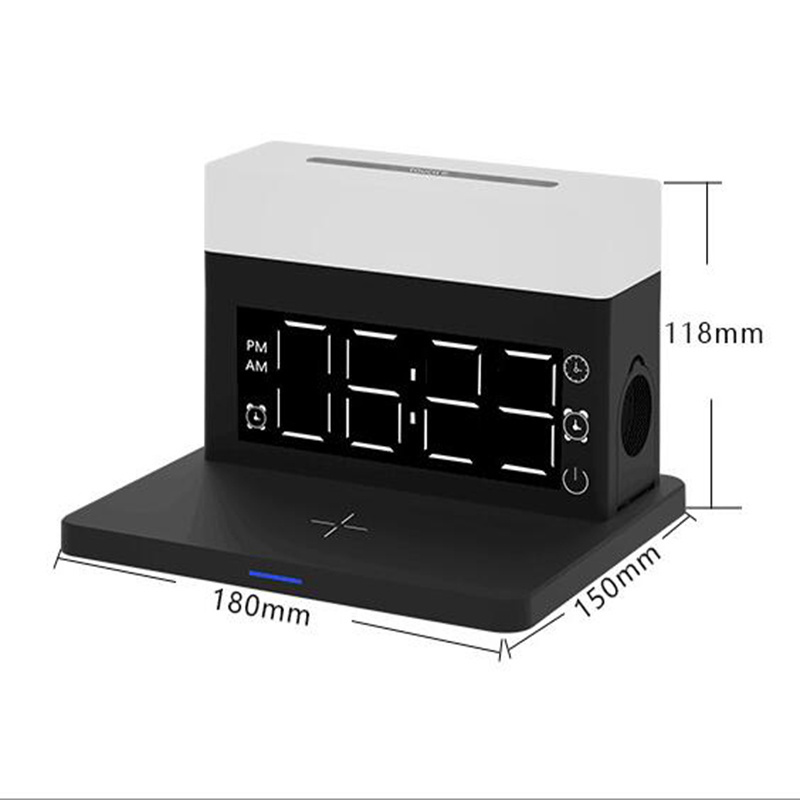 Digital Display Smart Home Clock Wireless Mobile Phone Charger Alarm Clock Fantasy 6 in 1 Wireless Charger With Table Lamp