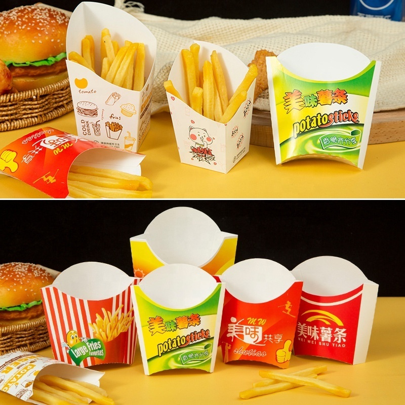 Free Samples Wholesale Printing Customization Eco friendly Recyclable Logo Art Paper Food Packaging Paper French Fries Box