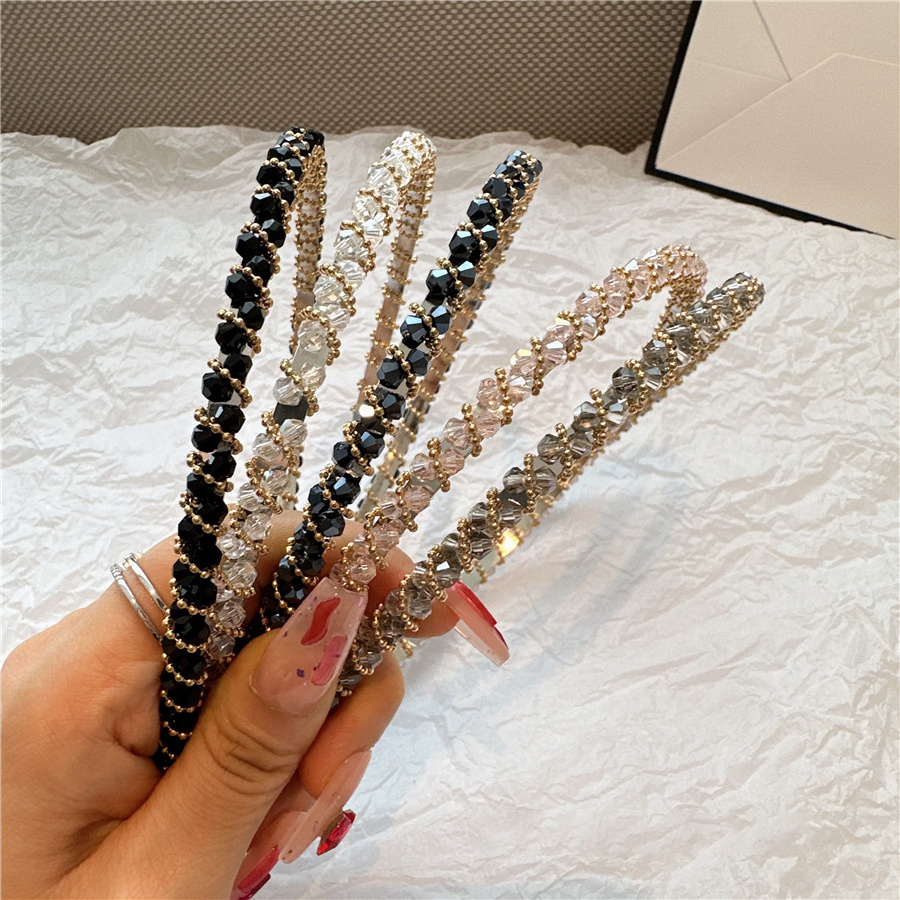 Fashion Luxury High-end Elegant Slim Full Jewelled Metal Headband Summer Thin Bling Rhinestone Crystal Headband For Women Girls