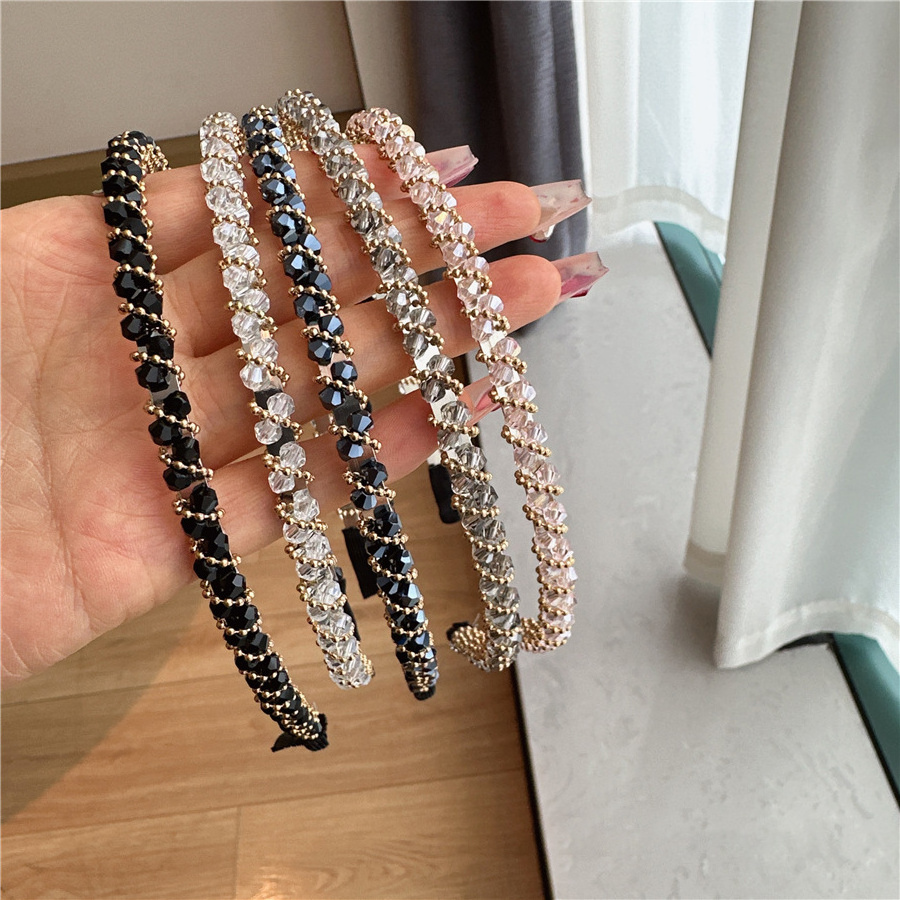 Fashion Luxury High-end Elegant Slim Full Jewelled Metal Headband Summer Thin Bling Rhinestone Crystal Headband For Women Girls