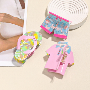 Funny Boho Beach Vacation Colorful Clothes Slippers Shape Acetate Hair Claw Clips Clamp Exquisite Fashion Hair Accessories