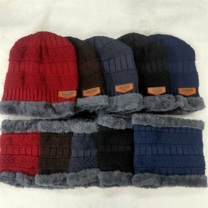 Low Moq Soft Thicken Wool Ski Hat Men Warm Hats Neck Warm Winter Wool Hat Set Women Men Beanie Knitted Cap Scarf Set