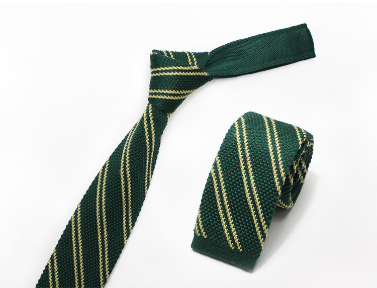 Men's Classic Skinny Knitted Neck Tie Polyester Knitting Simple Dot Stripe Paisley Embroidered Custom Thin Necktie