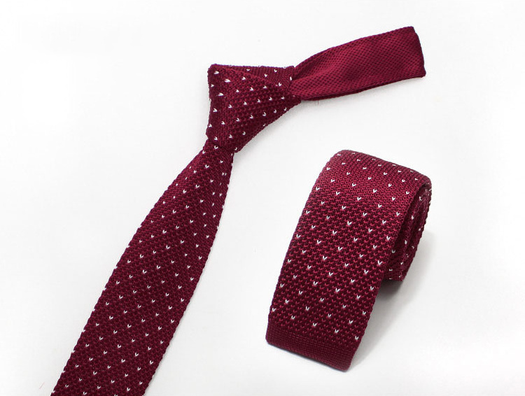 Men's Classic Skinny Knitted Neck Tie Polyester Knitting Simple Dot Stripe Paisley Embroidered Custom Thin Necktie