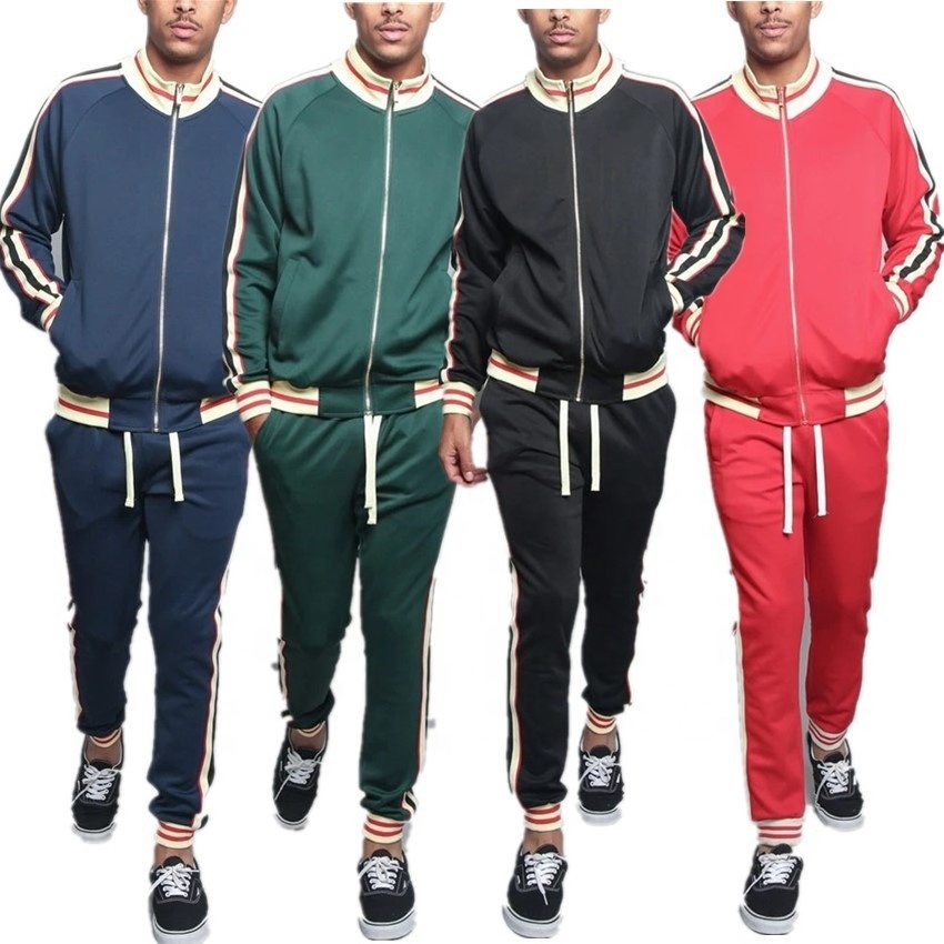 Fashion Tracksuit Two Piece Zip Up Oversized Side Stripe Custom Unisex Slim Fit Mens Jogging Sportswear Sweatsuit Tracksuit