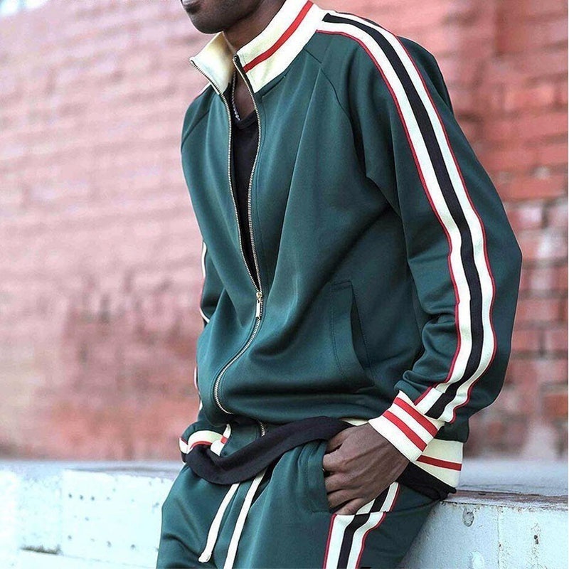 Fashion Tracksuit Two Piece Zip Up Oversized Side Stripe Custom Unisex Slim Fit Mens Jogging Sportswear Sweatsuit Tracksuit