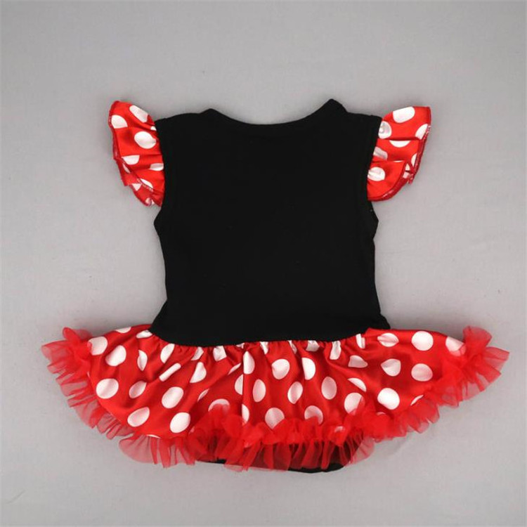 Hot Selling Fancy Red 0-12 Months Toddler Infant Dresses Set Polka Dot Minnie New Born Baby Girl Dress With Shoes And Headband