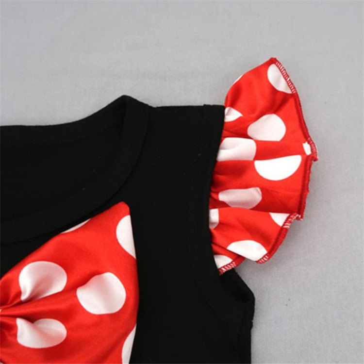 Hot Selling Fancy Red 0-12 Months Toddler Infant Dresses Set Polka Dot Minnie New Born Baby Girl Dress With Shoes And Headband