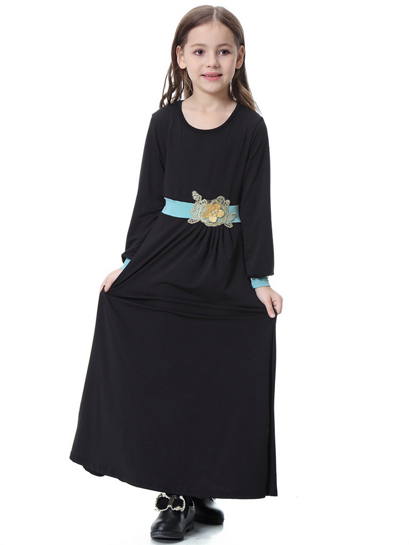 Wholesale Middle Eastern Children Muslim Clothes Dress Girls Islamic Thobe Kids Abaya Clothing Dresses