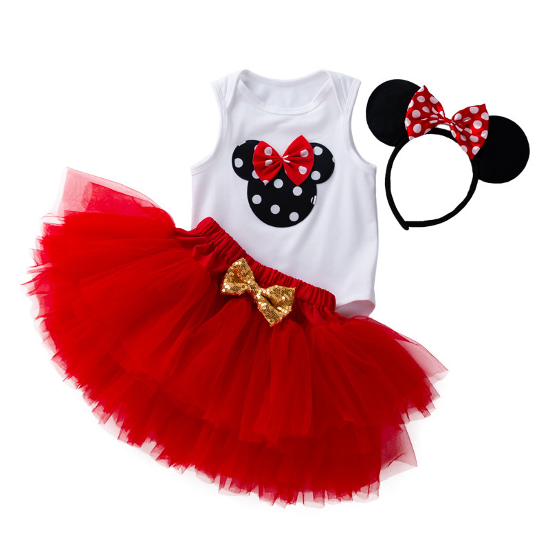 Hot style mickey children dress clothes short-sleeve pompadour dress toddler baby girl birthday dress