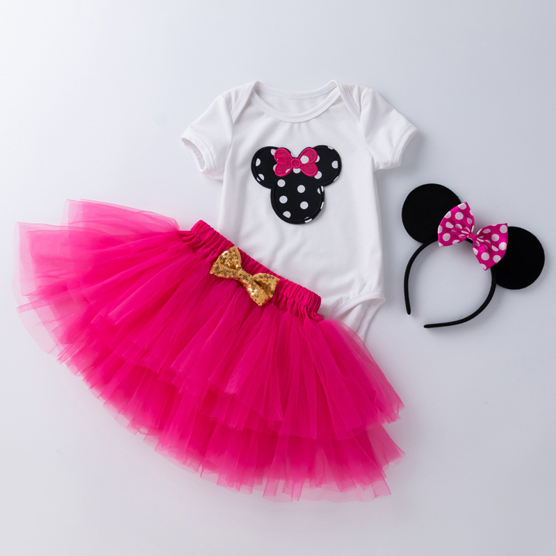 Hot style mickey children dress clothes short-sleeve pompadour dress toddler baby girl birthday dress