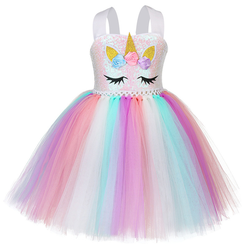 high quality children party dresses kids clothes girl dress unicorn  girls princess dress