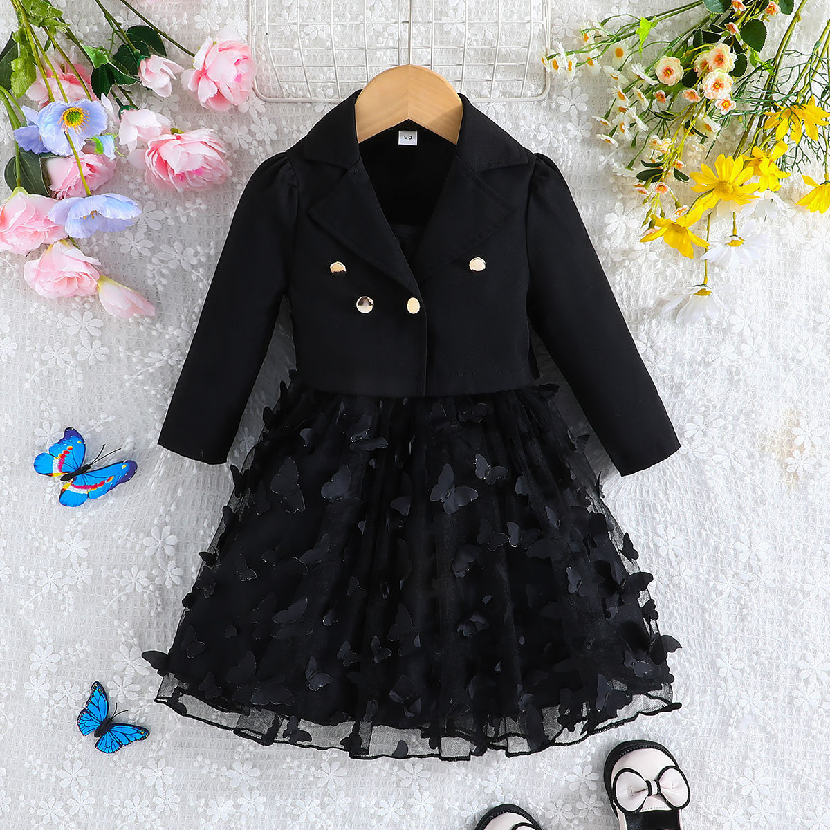 2023 autumn toddler girls clothing sets sleeveless casual dresses matching long sleeve coat fashion two piece clothing