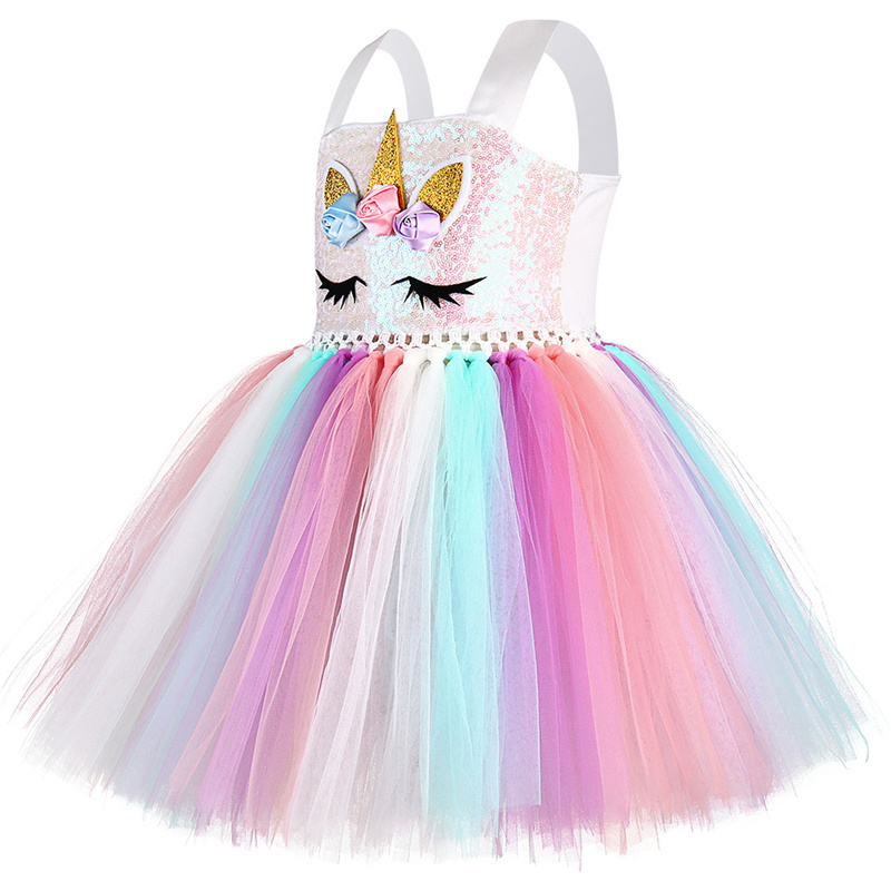 high quality children party dresses kids clothes girl dress unicorn  girls princess dress