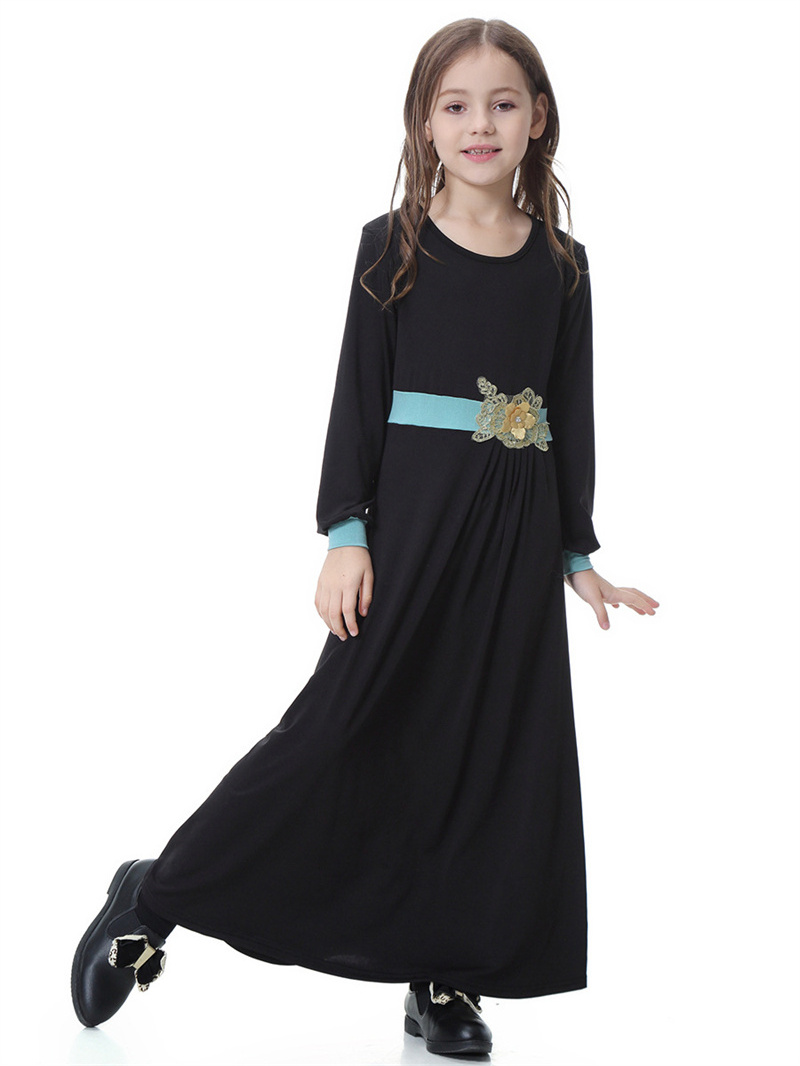 Wholesale Middle Eastern Children Muslim Clothes Dress Girls Islamic Thobe Kids Abaya Clothing Dresses