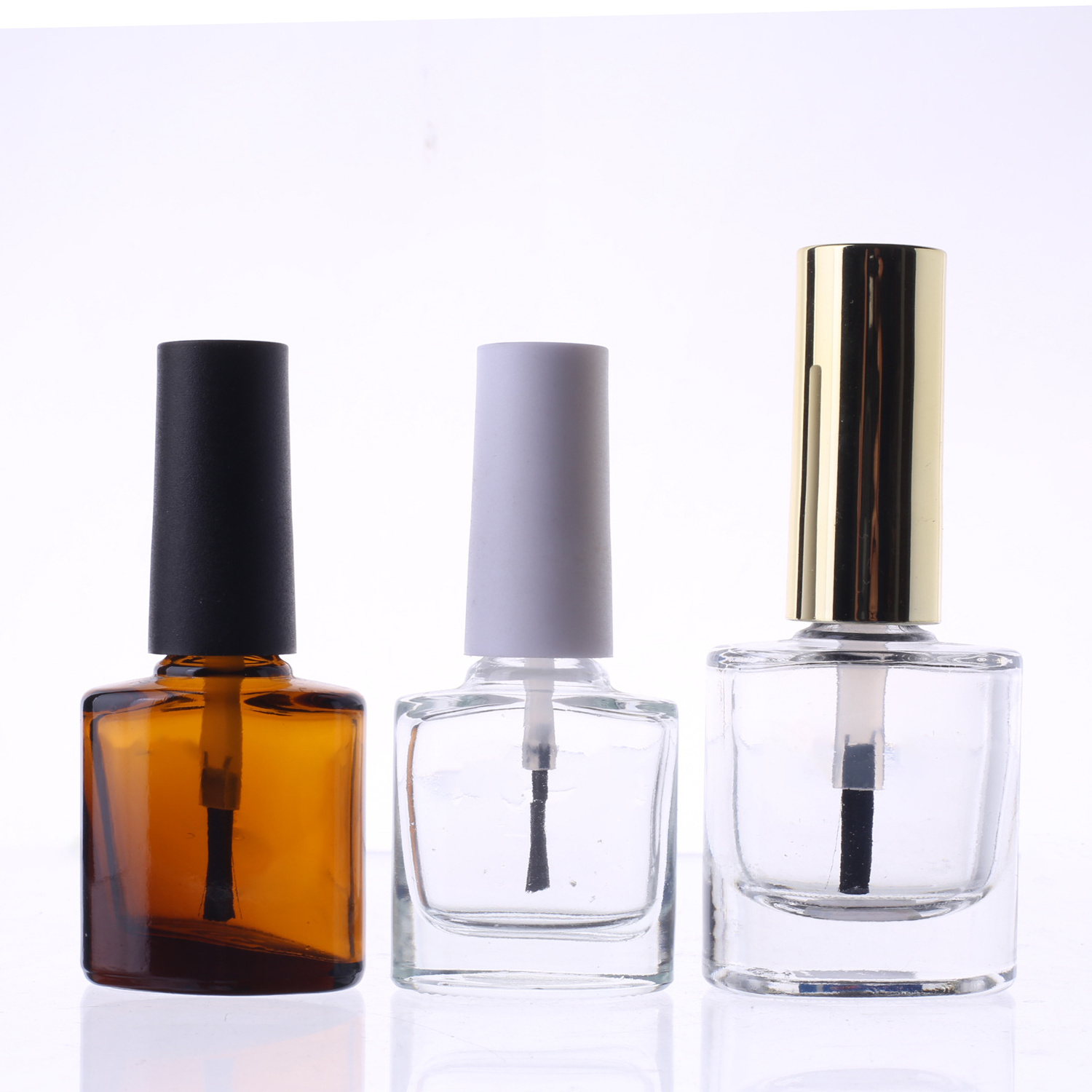 Glass Nail Polish Bottle 10ml 12ml Flat Square Clear Amber Oil Glass Nail Polish Bottle