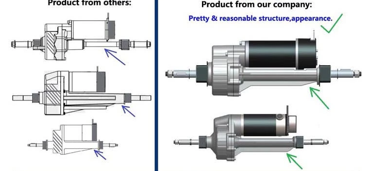 Wholesale Electric Tricycle Rear Axle with Golf Cart Differential Transaxle 24V DC Motor for Motorized Tricycles Scooters